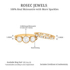 Moissanite 3 Stone Wedding Ring Set in Beaded Bezel Setting Moissanite - ( D-VS1 ) - Color and Clarity - Rosec Jewels