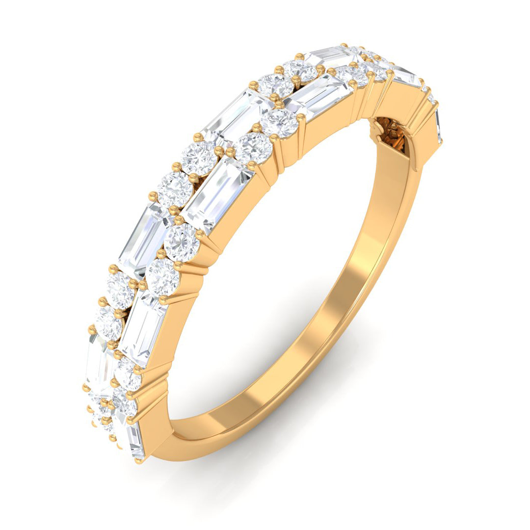 Baguette Diamond Half Eternity Ring Diamond - ( HI-SI ) - Color and Clarity - Rosec Jewels