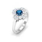 2 CT London Blue Topaz Flower Engagement Ring with Diamond London Blue Topaz - ( AAA ) - Quality - Rosec Jewels