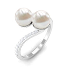 Moi et Toi Freshwater Pearl Bypass Ring with Diamond Freshwater Pearl - ( AAA ) - Quality - Rosec Jewels