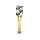 London Blue Topaz and Diamond Leaf Half Eternity Ring London Blue Topaz - ( AAA ) - Quality - Rosec Jewels