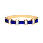 Blue Sapphire and Diamond Half Eternity Ring Blue Sapphire - ( AAA ) - Quality - Rosec Jewels