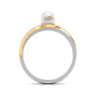 Minimal Freshwater Pearl Solitaire Ring in Bypass Shank Freshwater Pearl - ( AAA ) - Quality - Rosec Jewels