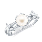 2.25 CT Freshwater Pearl and Diamond Flower Ring in Gold Freshwater Pearl - ( AAA ) - Quality - Rosec Jewels