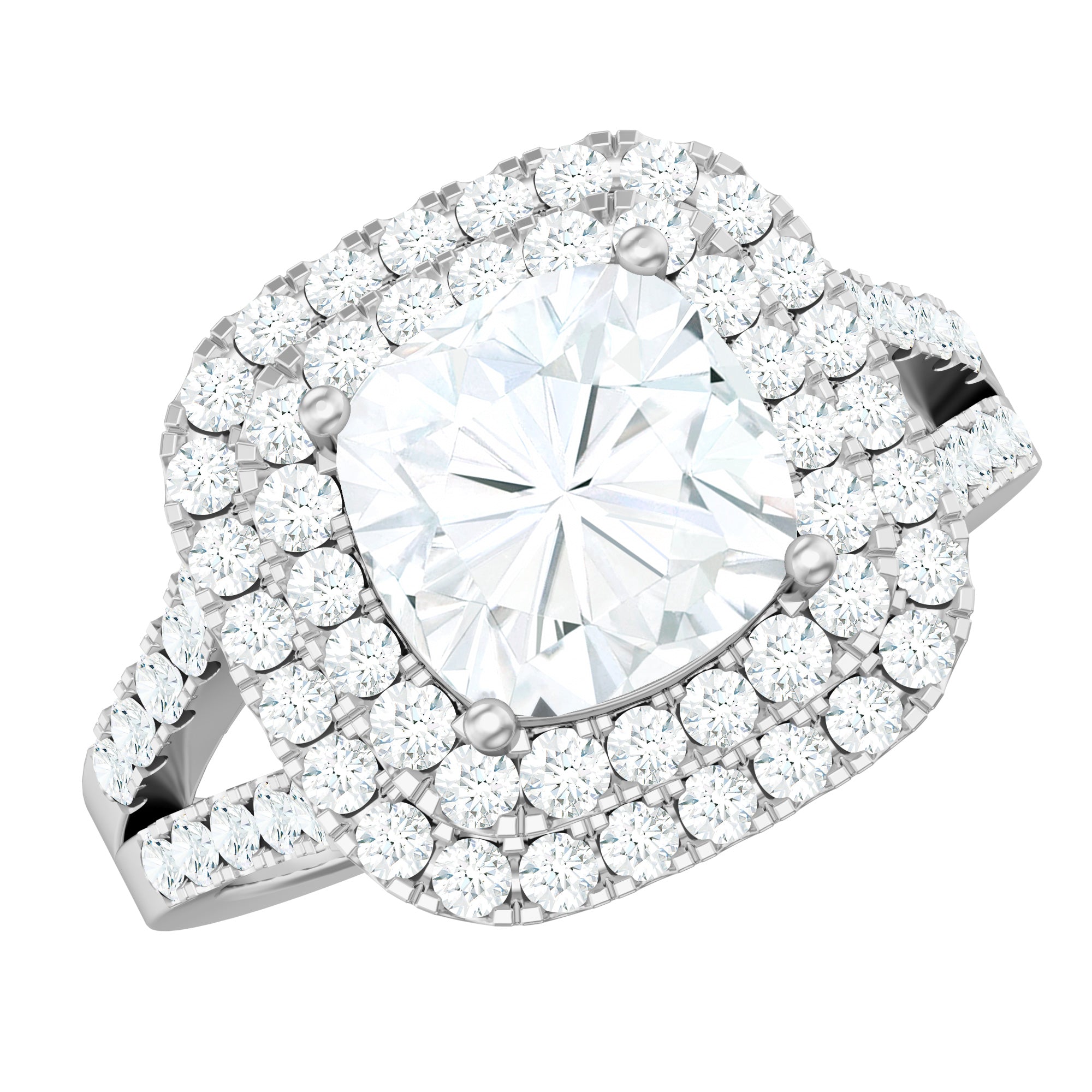 Rosec Jewels-Cubic Zirconia Engagement Ring in Halo Setting