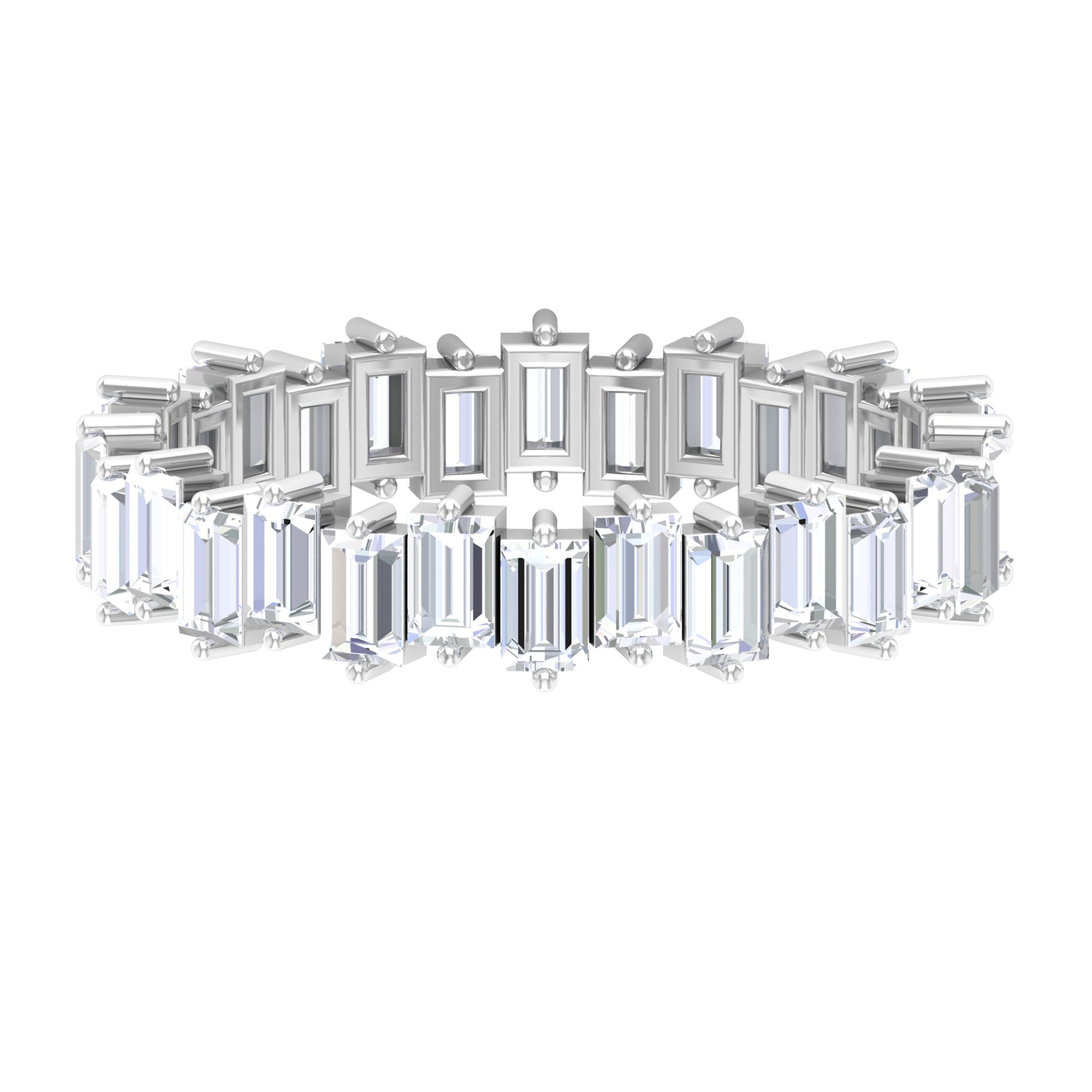 Baguette Cut Cubic Zirconia Uneven Eternity Band Ring Zircon - ( AAAA ) - Quality - Rosec Jewels