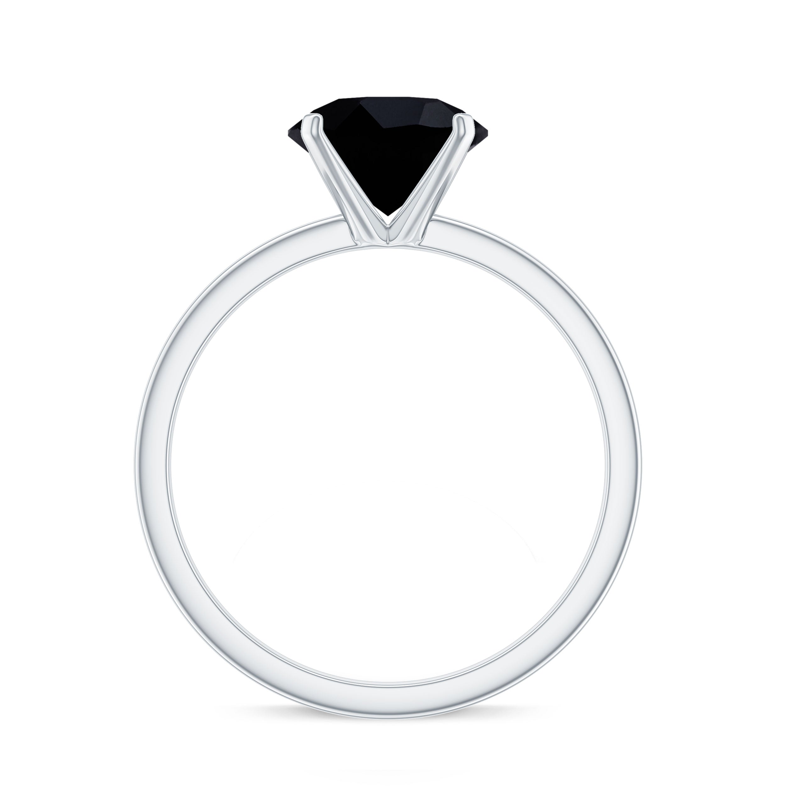 Rosec Jewels-8 MM Black Spinel Solitaire Engagement Ring for Ladies