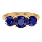 3.75 CT Created Blue Sapphire Three Stone Engagement Ring Lab Created Blue Sapphire - ( AAAA ) - Quality - Rosec Jewels