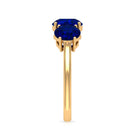 3.75 CT Created Blue Sapphire Three Stone Engagement Ring Lab Created Blue Sapphire - ( AAAA ) - Quality - Rosec Jewels