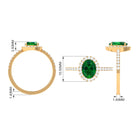 Created Emerald Classic Engagement Ring With Diamond Halo Lab Created Emerald - ( AAAA ) - Quality - Rosec Jewels