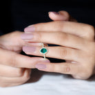 Created Emerald Classic Engagement Ring With Diamond Halo Lab Created Emerald - ( AAAA ) - Quality - Rosec Jewels