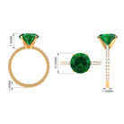 10 MM Round Created Emerald Solitaire Engagement Ring with Diamond Lab Created Emerald - ( AAAA ) - Quality - Rosec Jewels