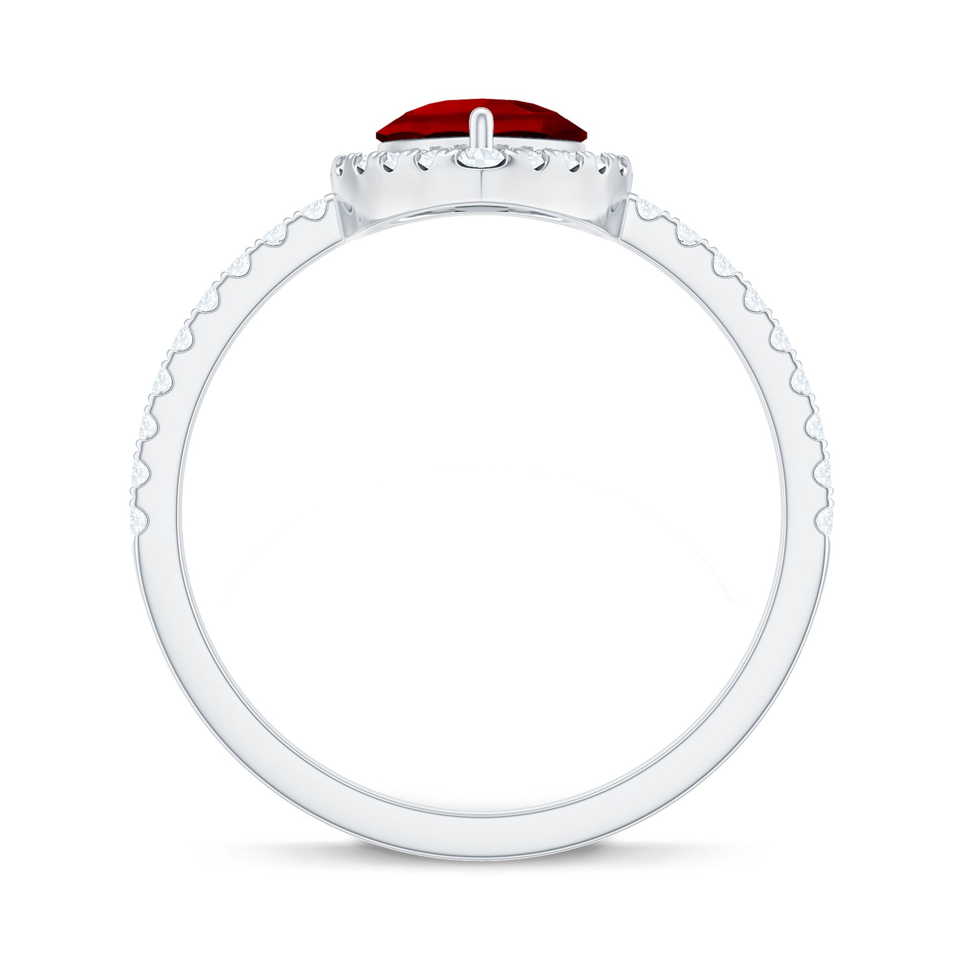 Pear Cut Lab Created Ruby Engagement Ring with Diamond Accent Lab Created Ruby - ( AAAA ) - Quality - Rosec Jewels