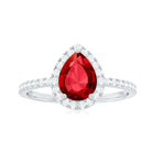 Pear Cut Lab Created Ruby Engagement Ring with Diamond Accent Lab Created Ruby - ( AAAA ) - Quality - Rosec Jewels