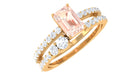 Natural Morganite and Diamond Stackable Ring Set Morganite - ( AAA ) - Quality - Rosec Jewels