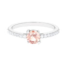 Designer Morganite Solitaire Promise Ring with Diamond Morganite - ( AAA ) - Quality - Rosec Jewels