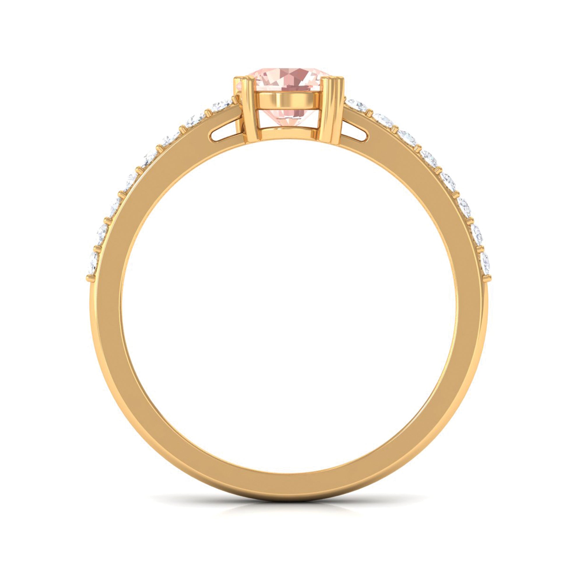 Designer Morganite Solitaire Promise Ring with Diamond Morganite - ( AAA ) - Quality - Rosec Jewels