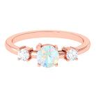 Real Ethiopian Opal and Diamond Three Stone Promise Ring Ethiopian Opal - ( AAA ) - Quality - Rosec Jewels