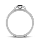 Created Black Diamond Solitaire Engagement Ring Set with Diamond Lab Created Black Diamond - ( AAAA ) - Quality - Rosec Jewels