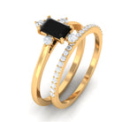 Created Black Diamond Solitaire Engagement Ring Set with Diamond Lab Created Black Diamond - ( AAAA ) - Quality - Rosec Jewels