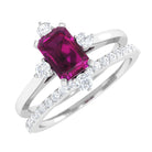 1.25 CT Natural Rhodolite and Diamond Ring Set Rhodolite - ( AAA ) - Quality - Rosec Jewels