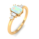 Octagon Cut Ethiopian Opal Solitaire Ring with Diamond Ethiopian Opal - ( AAA ) - Quality - Rosec Jewels