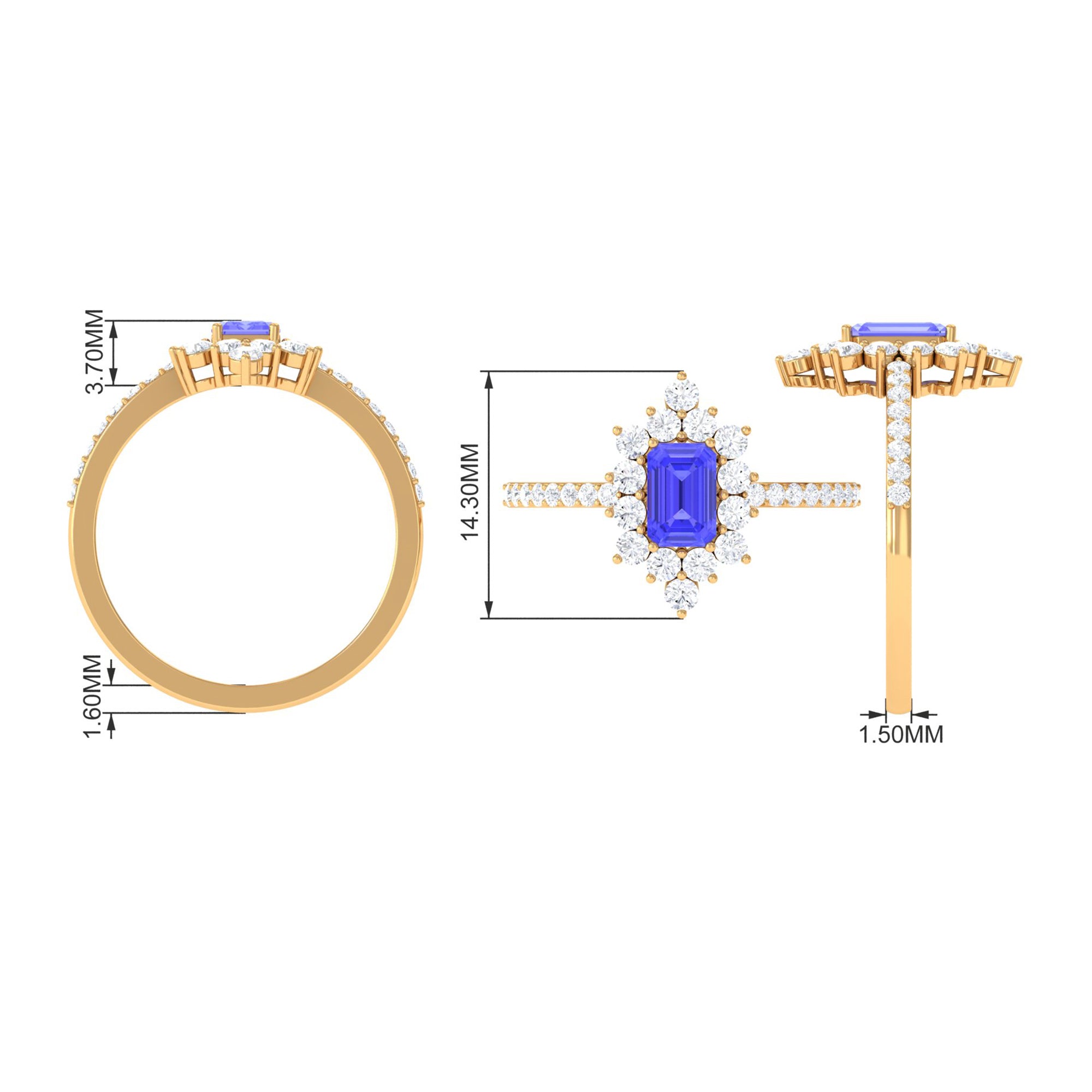 1.75 CT Tanzanite and Diamond Vintage Inspired Halo Ring Tanzanite - ( AAA ) - Quality - Rosec Jewels