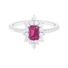 1.75 CT Vintage Inspired Pink Tourmaline Ring with Diamond Halo Pink Tourmaline - ( AAA ) - Quality - Rosec Jewels