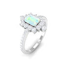 Vintage Inspired Ethiopian Opal Halo Engagement Ring with Diamond Ethiopian Opal - ( AAA ) - Quality - Rosec Jewels