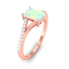 Split Shank Ethiopian Opal Solitaire Engagement Ring with Diamond Ethiopian Opal - ( AAA ) - Quality - Rosec Jewels