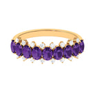 1.50 Ct Amethyst Oval Half Eternity Band with Diamond Amethyst - ( AAA ) - Quality - Rosec Jewels