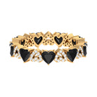 Black Onyx Heart Shape Eternity Ring with Diamond Black Onyx - ( AAA ) - Quality - Rosec Jewels