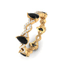 Black Onyx and Diamond Eternity Ring with Crossover Shank Black Onyx - ( AAA ) - Quality - Rosec Jewels