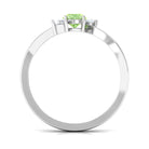 Green Sapphire and Diamond Three Stone Bypass Ring Green Sapphire - ( AAA ) - Quality - Rosec Jewels