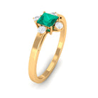 1/2 CT Princess Cut Emerald Minimal Ring with Diamond Emerald - ( AAA ) - Quality - Rosec Jewels