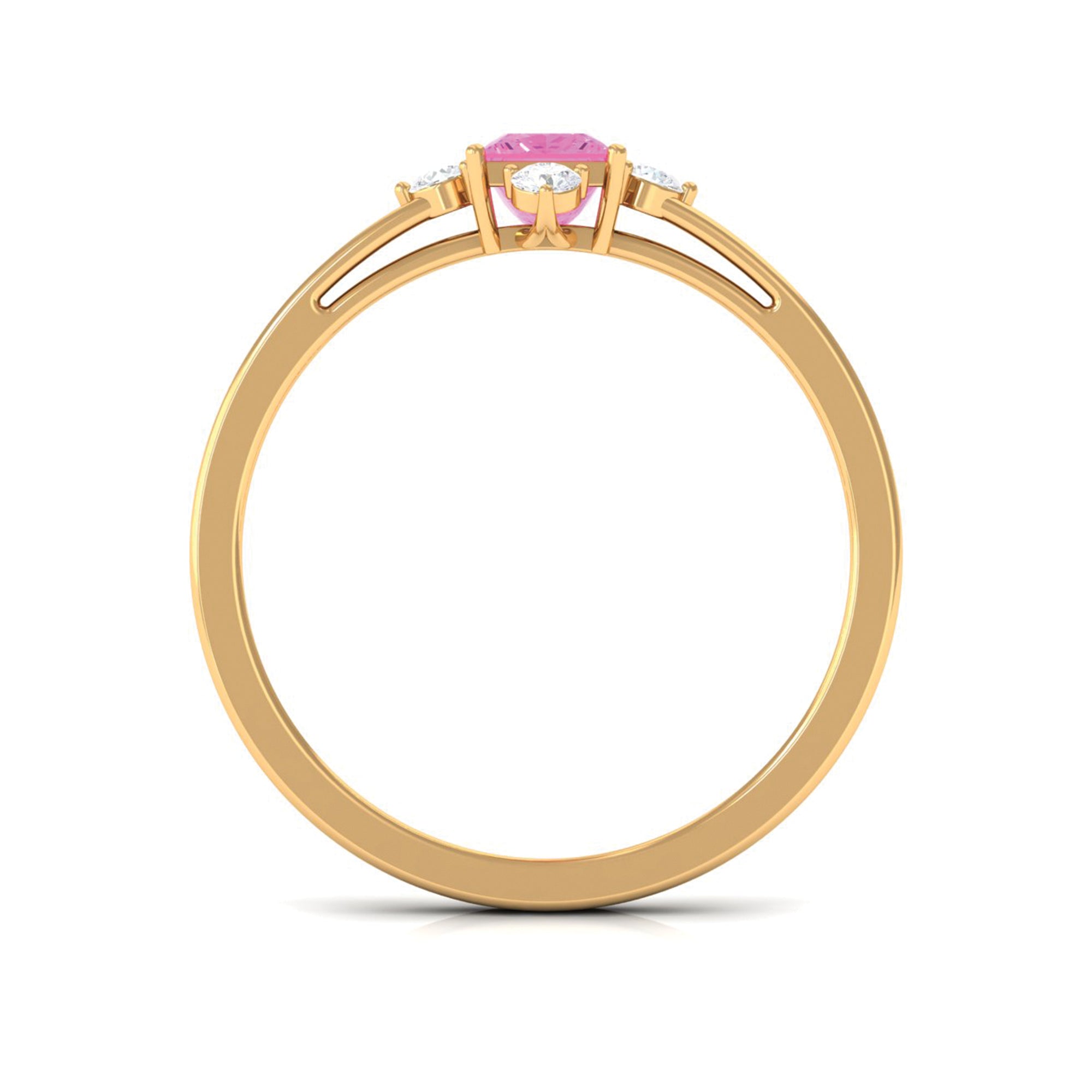 Minimal Princess Cut Pink Sapphire and Diamond Promise Ring Pink Sapphire - ( AAA ) - Quality - Rosec Jewels