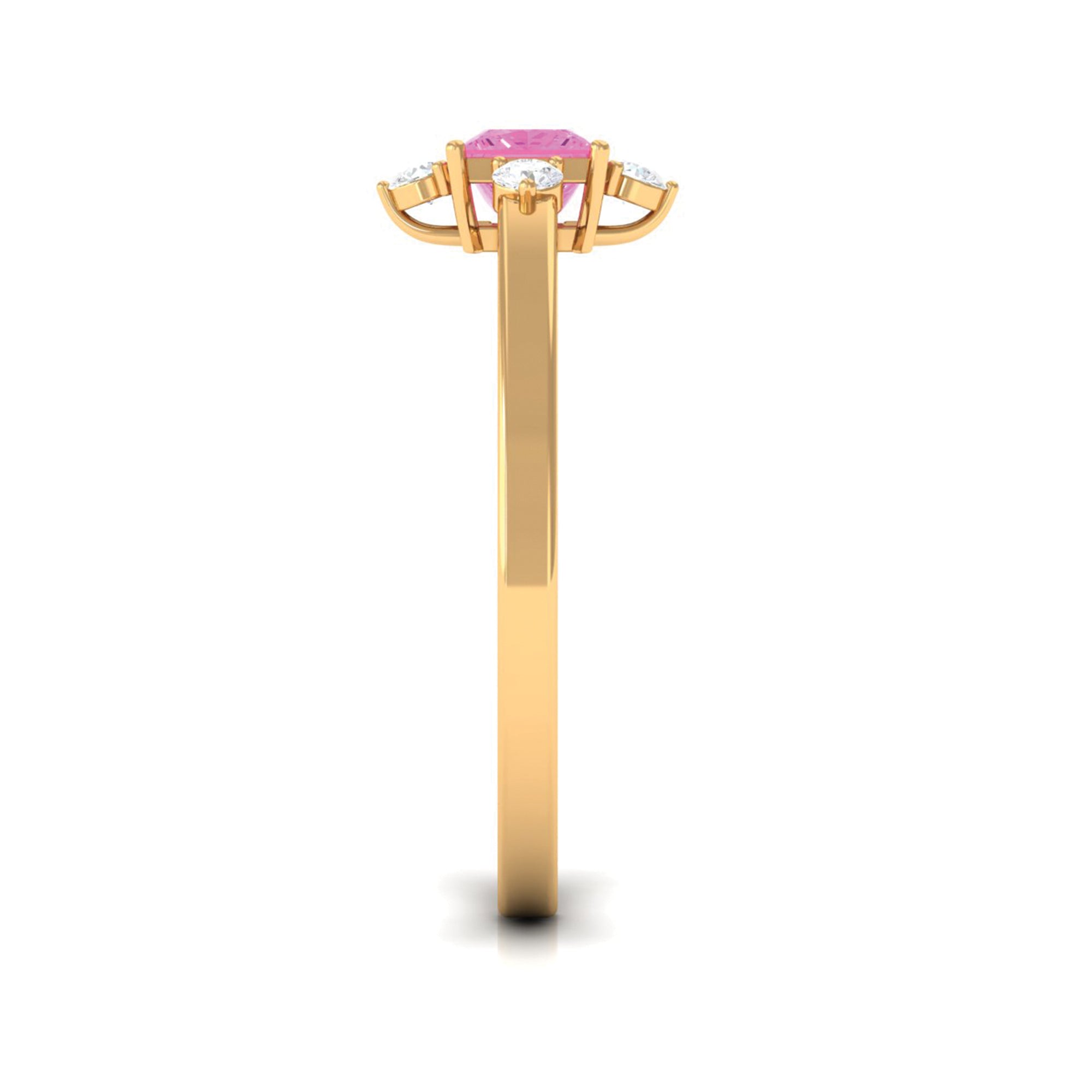 Minimal Princess Cut Pink Sapphire and Diamond Promise Ring Pink Sapphire - ( AAA ) - Quality - Rosec Jewels