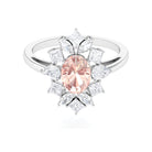 2.25 Carat Morganite and Moissanite Cocktail Ring Morganite - ( AAA ) - Quality - Rosec Jewels