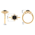 2.25 CT Created Black Diamond Flower Halo Ring with Diamond Lab Created Black Diamond - ( AAAA ) - Quality - Rosec Jewels