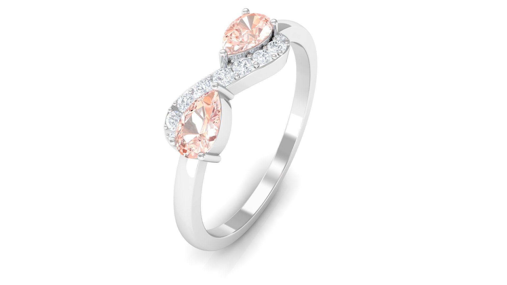 1/2 CT Pear Morganite Infinity Promise Ring with Diamond Morganite - ( AAA ) - Quality - Rosec Jewels