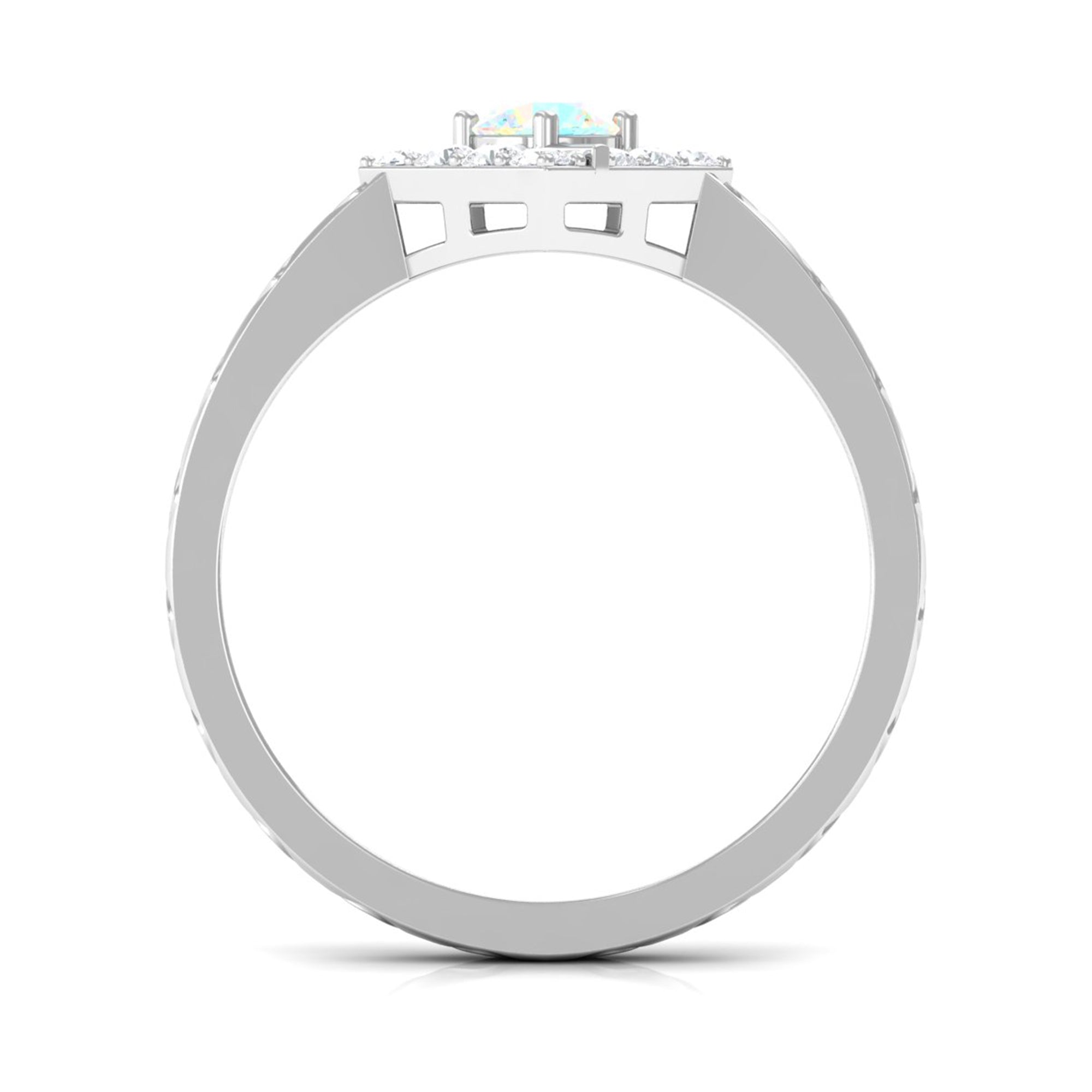 1/2 CT Minimal Ethiopian Opal and Diamond Ring with Textured Details Ethiopian Opal - ( AAA ) - Quality - Rosec Jewels