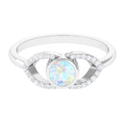 3/4 CT Bezel Set Ethiopian Opal Split Shank Engagement Ring with Diamond Accent Ethiopian Opal - ( AAA ) - Quality - Rosec Jewels