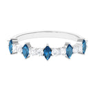 1.25 CT London Blue Topaz and Diamond Half Eternity Ring London Blue Topaz - ( AAA ) - Quality - Rosec Jewels