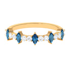 1.25 CT London Blue Topaz and Diamond Half Eternity Ring London Blue Topaz - ( AAA ) - Quality - Rosec Jewels