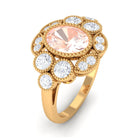 2 CT Oval Morganite Statement Engagement Ring with Diamond Halo Morganite - ( AAA ) - Quality - Rosec Jewels