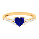 Created Blue Sapphire Heart Engagement Ring With Diamond Accent Lab Created Blue Sapphire - ( AAAA ) - Quality - Rosec Jewels