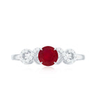 Criss Cross Promise Ring with Ruby and Diamond Ruby - ( AAA ) - Quality - Rosec Jewels