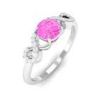 Pink Sapphire Infinity Engagement Ring with Diamond Pink Sapphire - ( AAA ) - Quality - Rosec Jewels