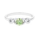 Real Green Sapphire and Diamond Criss Cross Promise Ring Green Sapphire - ( AAA ) - Quality - Rosec Jewels