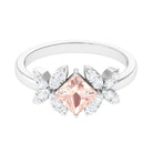 1.25 CT Princess Cut Morganite Floral Engagement Ring with Diamond Morganite - ( AAA ) - Quality - Rosec Jewels